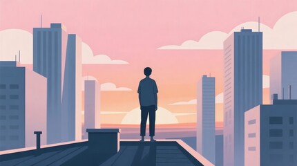 Urban Solitude at Sunset