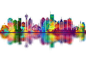 Obraz premium Ankara Turkey Skyline. Cityscape Skyscraper Buildings Landscape City Downtown Abstract Art