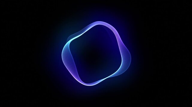 Abstract technology conсept of purple and blue neon gradient 3d lines. Glowing futuristic waves motion, sound waves and audio waveform. Artificial Intelligence, big data, information graphics. 4k loop