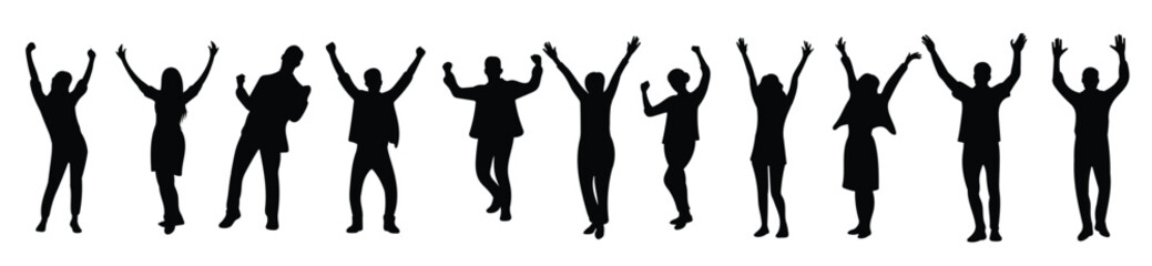 silhouette of a happy person raising hands