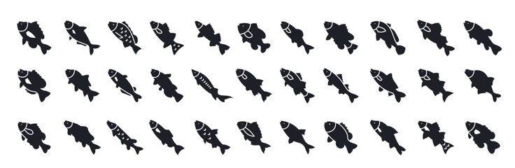 Set of simple icons of Freshwater Fish vector