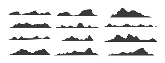 vector silhouette icon rocky mountain black color various