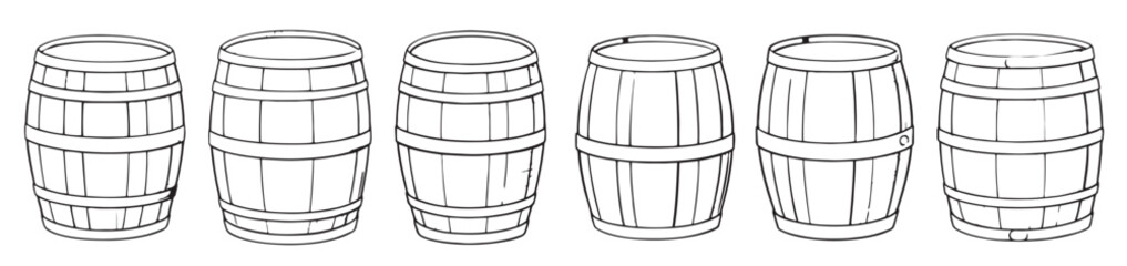 wine or beer barrel isolated set on white background
