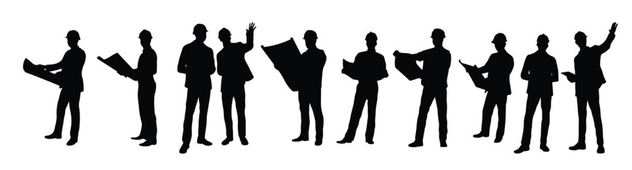 Silhouette of engineer or architect reviewing project plans