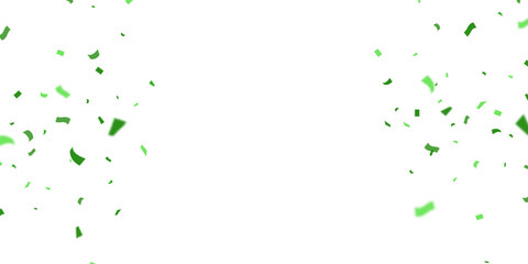 Beautiful green confetti pattern background with zigzag down for celebration. Festive decoration vector illustration.