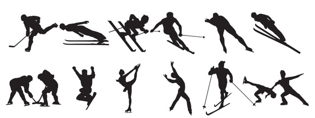 skiing skating silhouettes