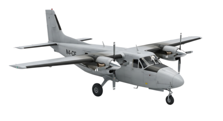 Twin engine airplane isolated on transparent background