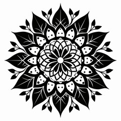 PetalWhirl Mandalas vector clean black silhouette design white background