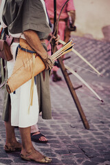 Medieval archery accessories and details - leather and arrows