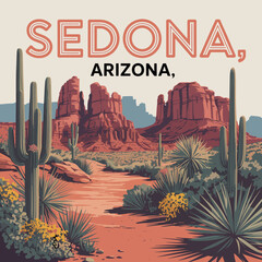 Sedona Arizona Red Rock Desert Landscape Poster