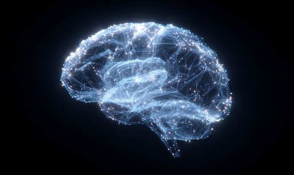 CERVELLO ARTIFICIALE LUMINOSO: RENDERING 3D DI RETE NEURALE