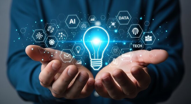 Man holding idea with ai and technology concept
