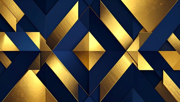 Luxurious Gold and Navy Blue Geometric Abstract Pattern