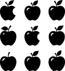 Apple Fruit Silhouette Vector Set