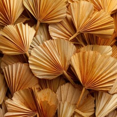 Dried palm fans, warm golden brown tones