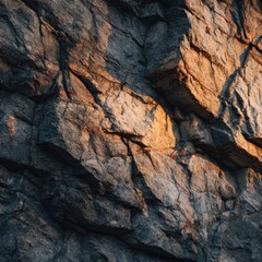 Close-up view of rough, textured rock face