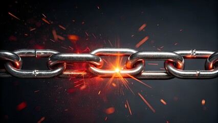 Strong metal chain links being welded together with sparks