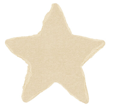 Brown paper star. Blank brown cut out cardboard paper star. Png transparency	