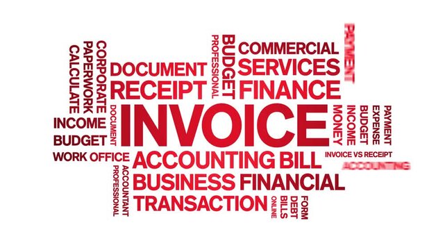 invoice animated word cloud-text design animation tag kinetic typography seamless loop.