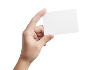 Obraz premium Man holding a blank rectangular piece of brown paper isolated on white or transparent background.PNG