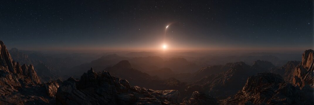 TRAMONTO ALIENO SU PAESAGGIO ROCCIOSO