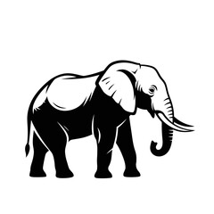 Fototapeta premium Elephant Silhouette Walking Vector Illustration