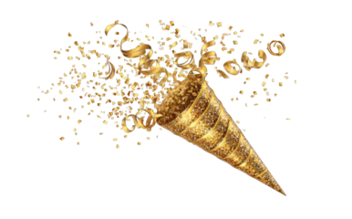 Gold party popper exploding