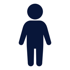 Simple dark blue silhouette of a person standing