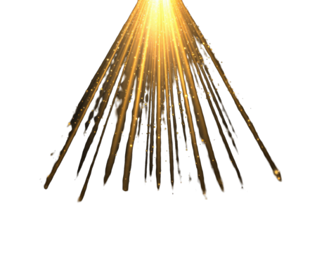 Golden light rays radiating downward