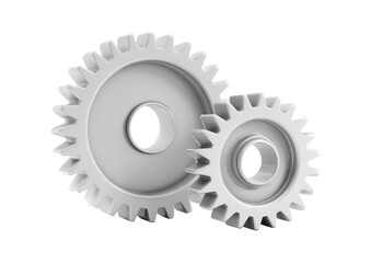 two big iron gears isolated on white or transparent png