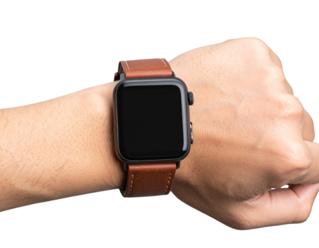 Modern Smartwatch on Wrist Mockup, isolated on a transparent background