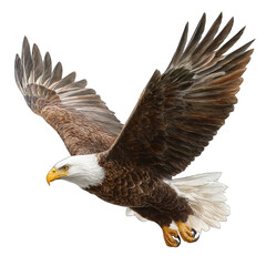 Obraz premium Bald eagle in flight against black background