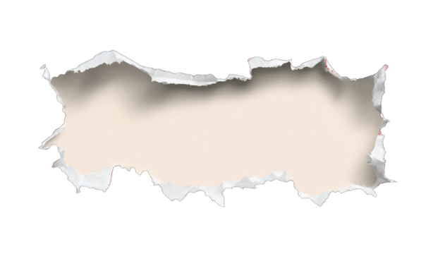 Ripped paper revealing a light beige area