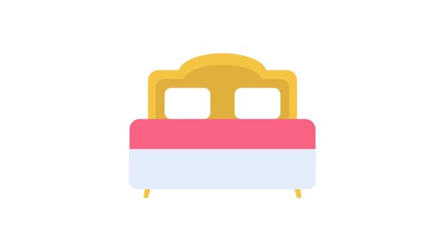 Bed Animation with Flat Style Icon