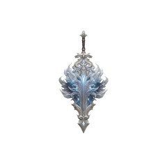 Ornate Fantasy Sword with Glowing Blue Energy, 3D Render