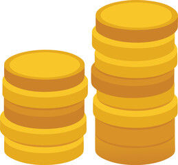 Stacks of Golden Coins Representing Growth on transparent background, illustration, vector, 