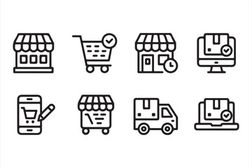 Retail Store and Digital Checkout Vector Design Elements