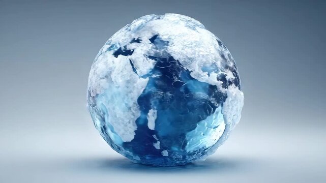 frozen planet earth in cold winter illustrated animation