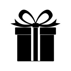 Silhouette of a gift box with ribbon bow perfect for celebration vector art with white background