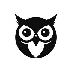 Minimalist owl face silhouette for logo design creative vector illustration with white background