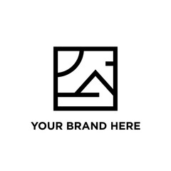 landscape simple bold line minimal logo