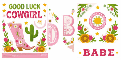 Good luck cowgirl babe western themed design elements