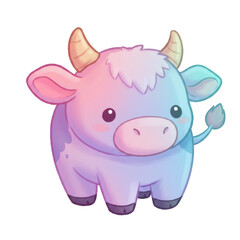 Naklejka premium Adorable Pastel Blue Cow Illustration
