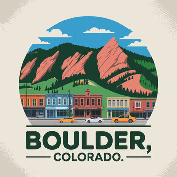 Boulder Colorado Flatirons and Historic Downtown Poster