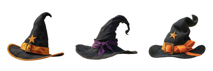 Enchanting halloween witch hats transparent background graphic design spooky atmosphere creative viewpoint