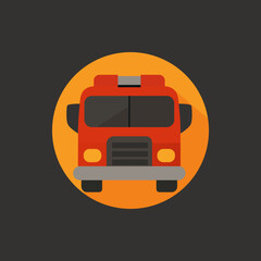 Fire Truck Icon in Flat Vector Illustration