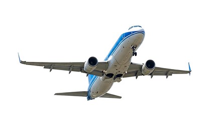 Obraz premium Commercial Airplane Taking Off Against a Pure White Background