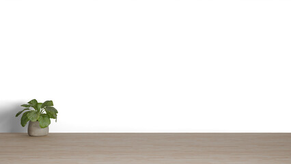 3D Render a plant is sitting on a wooden table