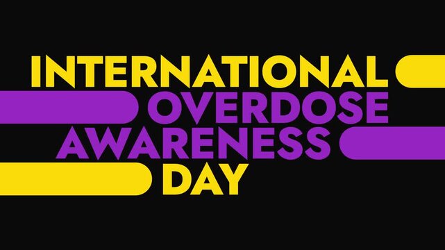 International Overdose Awareness Day colorful motion graphics seamlessly loopable text animation on a white or black background great for celebrating international overdose awareness day