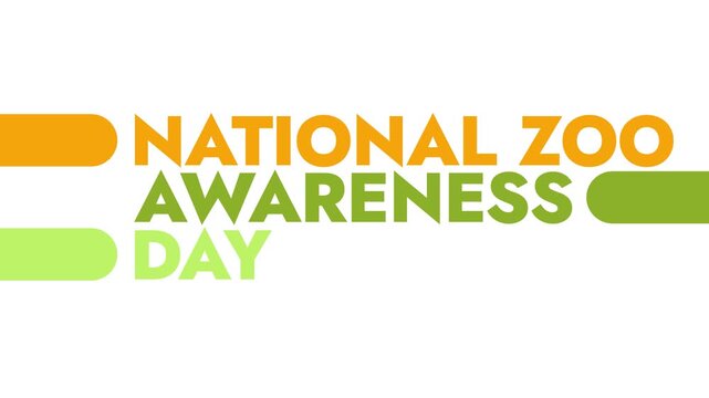 National Zoo Awareness Day colorful motion graphics seamlessly loopable text animation on a white or black background for wishing and celebrating national zoo awareness day
